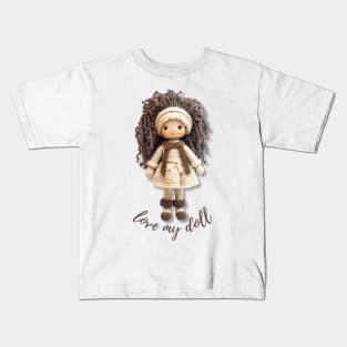 Handmade Wool Doll, Cozy and Cute - design 3 Kids T-Shirt